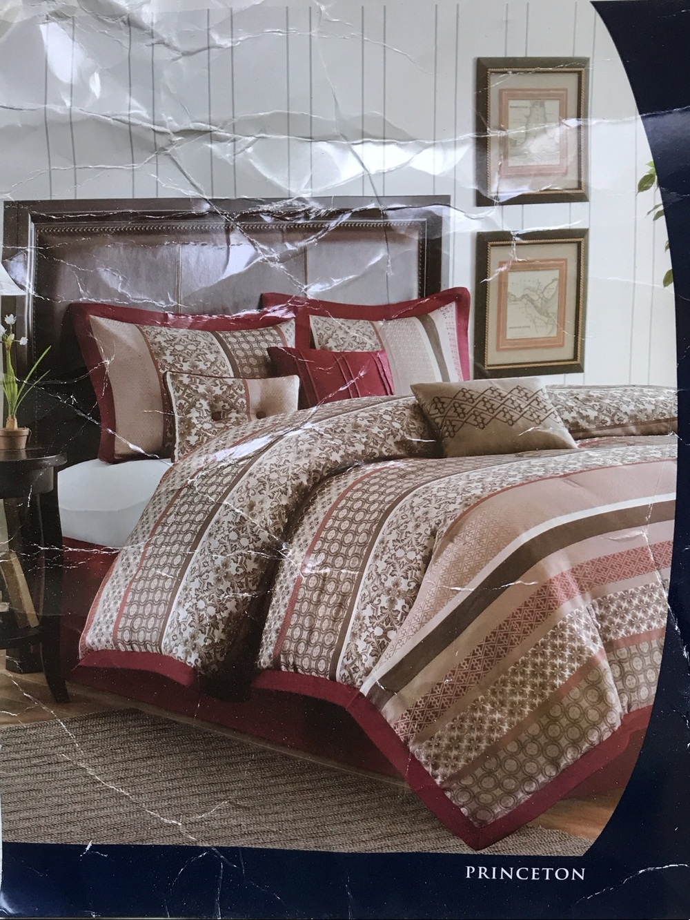 Sears Princeton 7 Piece Bed Set King Woven Jacquard Comforter Sham Skirt Pillows